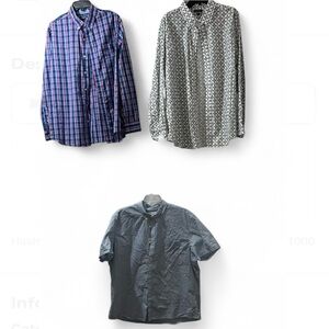 3 X Chaps Blue and White  Gap  and Charter Plaid Button Down Shirt